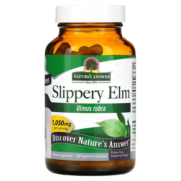 Скользкий вяз Nature's Answer "Slippery Elm" 1050 мг (90 вегетаринских капсул) - изображение 3
