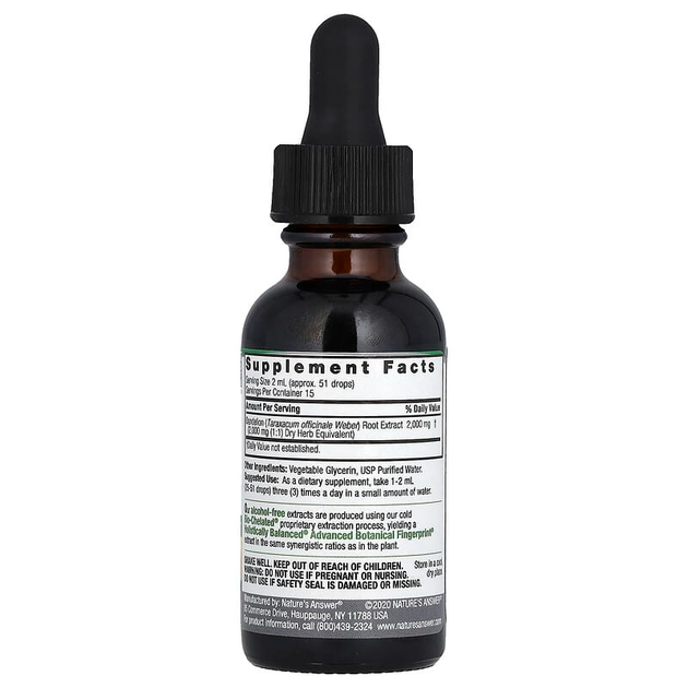 Корень одуванчика Nature's Answer "Dandelion Root" экстракт без спирта, 2000 мг (30 мл) - изображение 2