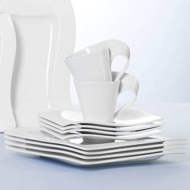 Кавовий сервіз Villeroy & Boch NewWave з 12 предметів на 4 персони преміальна порцеляна білий - зображення 3