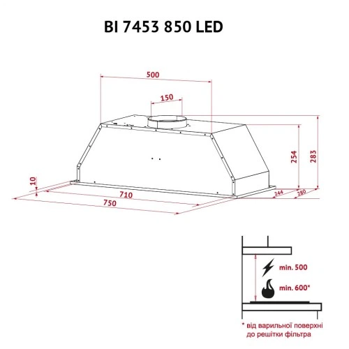 Вытяжка кухонная Perfelli BI 7453 I 850 LED PERFELLI BI 7453 I 850 LED 946540 - изображение 12