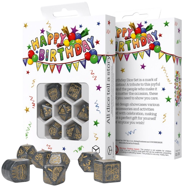 Urodzinowy zestaw kości Q-Workshop Konfetti (5907699498086) - obraz 2