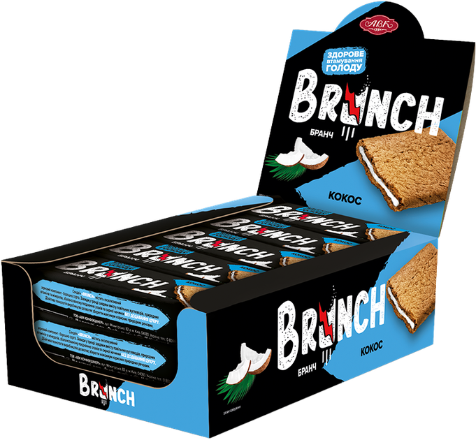 Упаковка мультизлаковых снеков АВК Brunch сэндвич Кокос 47 г х 15 шт (4823105819218) - Фото 1 Упаковка мультизлаковых снеков АВК Brunch сэндвич Кокос 47 г х 15 шт (4823105819218) - изображение 1