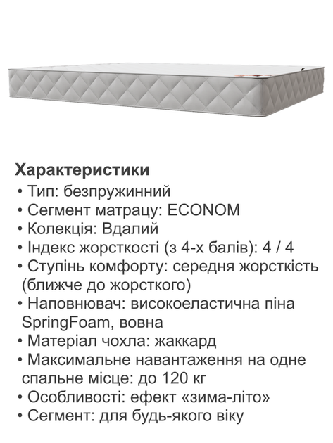 Матрац ортопедичний Вдалий Homefort 160х190 см висота 16 - зображення 4