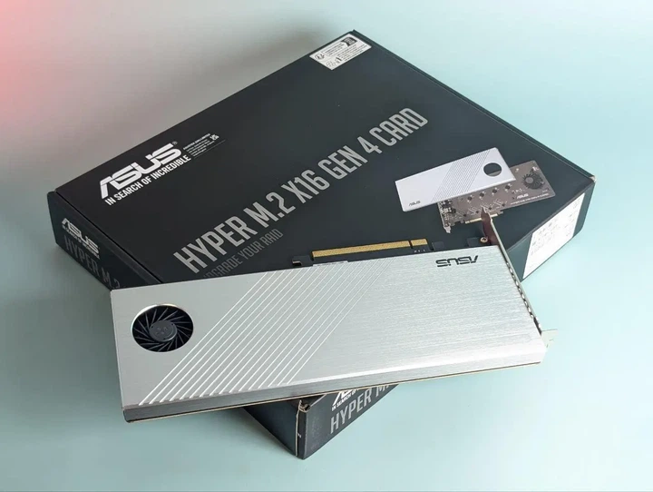 Плата-адаптер Asus PCIe Hyper M.2 X16 PCIe 4.0 X4 Expansion Card GEN 4 — 256 Gbps - зображення 2