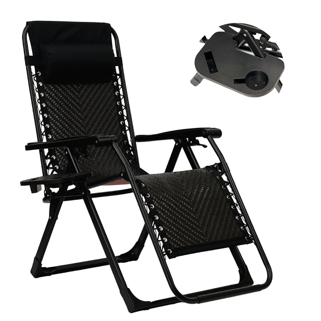 Розкладне крісло шезлонг LEOBRO Zero Gravity Premium Brown Rattan 178 x 64 x 110 см, антигравітаційне, з регулюванням спинки - зображення 2