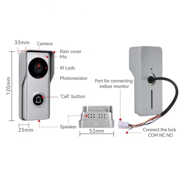 IP-видеодомофон Intercom System AHD-1V1 Joneytech с Wi-Fi и ночным видением (778882) - Фото 4 IP-видеодомофон Intercom System AHD-1V1 Joneytech с Wi-Fi и ночным видением (778882) - изображение 4