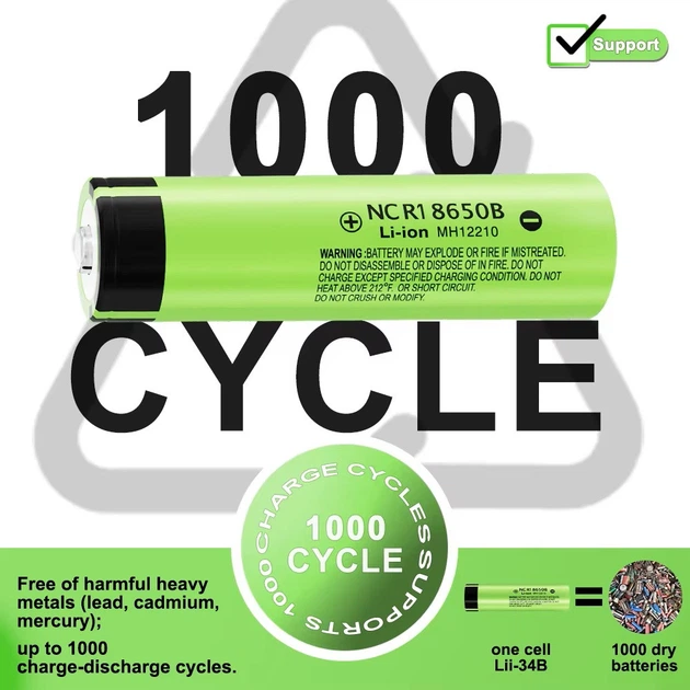 Аккумулятор 18650 LiitoKala Lii 34B-PCB 3400 mAh 6A NCR18650B с выпуклым контактом - изображение 6