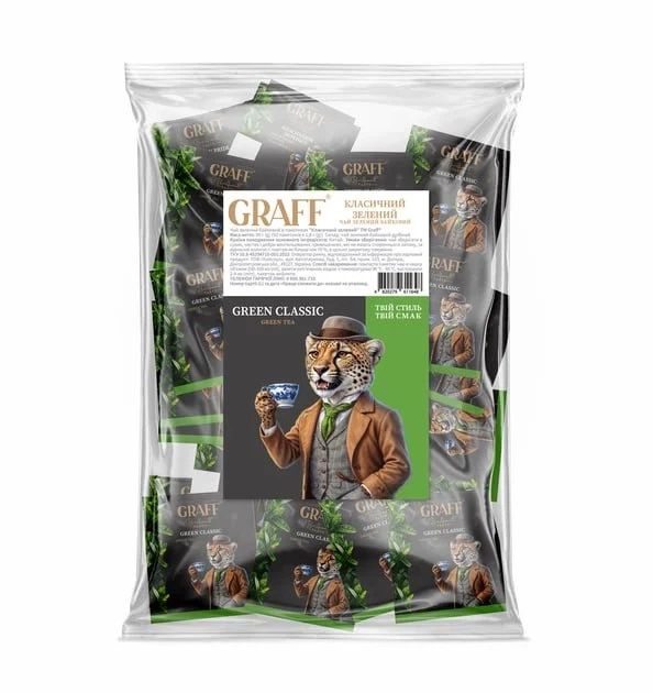 Чай в пакетиках зелений байховий Graff Green Classic tea 1,8г х 50 шт (25503003) - Фото 1 Чай в пакетиках зелений байховий Graff Green Classic tea 1,8г х 50 шт (25503003) - зображення 1