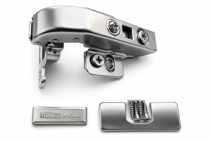 Петля Muller Profi Line рівнолежача 90° Clip-On D=35мм з доводчиком 3D Нікель (MP0041) - Фото 2 Петля Muller Profi Line рівнолежача 90° Clip-On D=35мм з доводчиком 3D Нікель (MP0041) - изображение 2