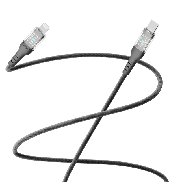 Кабель для зарядки и обмена данными USB YOKI YK-CY23 CYBER Series Type-C to Lightning 30W (3A/10V) 1.2m Черный - Фото 13 Кабель для зарядки и обмена данными USB YOKI YK-CY23 CYBER Series Type-C to Lightning 30W (3A/10V) 1.2m Черный - изображение 13
