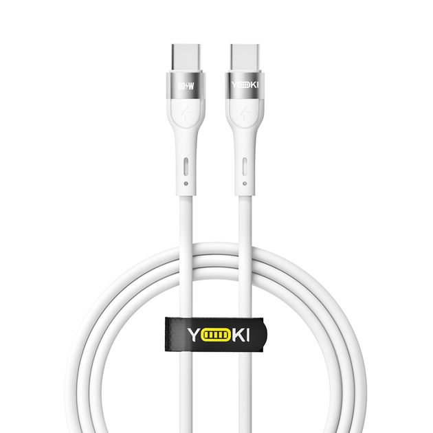 Кабель для зарядки и обмена данными USB YOKI YK-EX11 EXTRA Series Type-C to Type-C 60W (3A/20V) 1.2m White - изображение 8