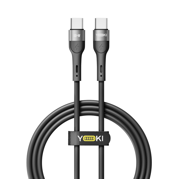 Кабель для зарядки и обмена данными USB YOKI YK-EX11 EXTRA Series Type-C to Type-C 60W (3A/20V) 1.2m Black - изображение 8