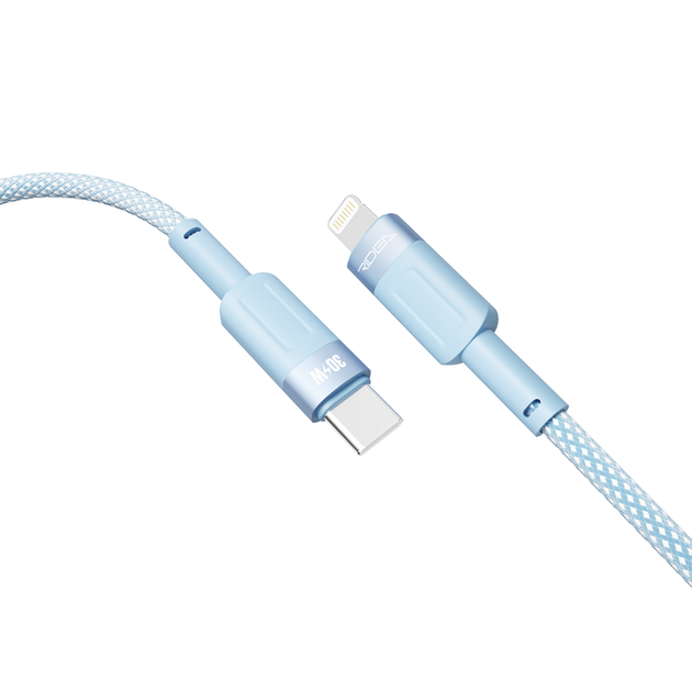 Кабель USB Ridea RC-CP43 ColorPro Type-C to Lightning 30W 1.2m Блакитний - Фото 4 Кабель USB Ridea RC-CP43 ColorPro Type-C to Lightning 30W 1.2m Блакитний - зображення 4