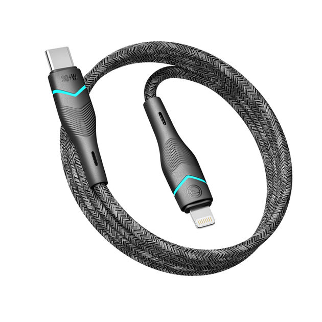 Кабель для зарядки USB Ridea RC-RL15 RGB Light Type-C to Lightning 30W (10V/3A) 1.2m Черный - изображение 3