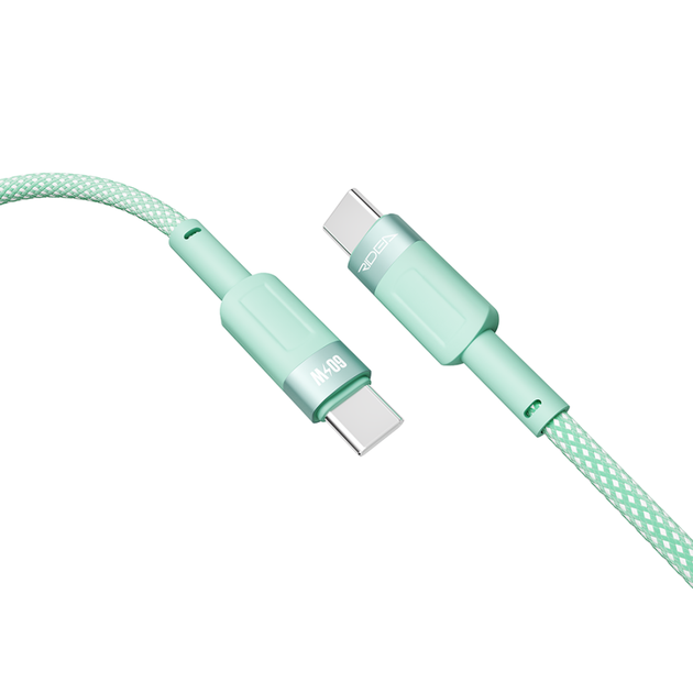 Кабель USB Ridea RC-CP43 ColorPro Type-C to Type-C 60W 1.2m Зелений - зображення 6