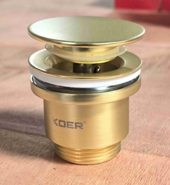 Донный клапан для раковины Koer PW-11-12 1 1/4'' универсальный (с/без перел) СLICK-СLACK (Колир зол.мат) (KR5794) - изображение 3