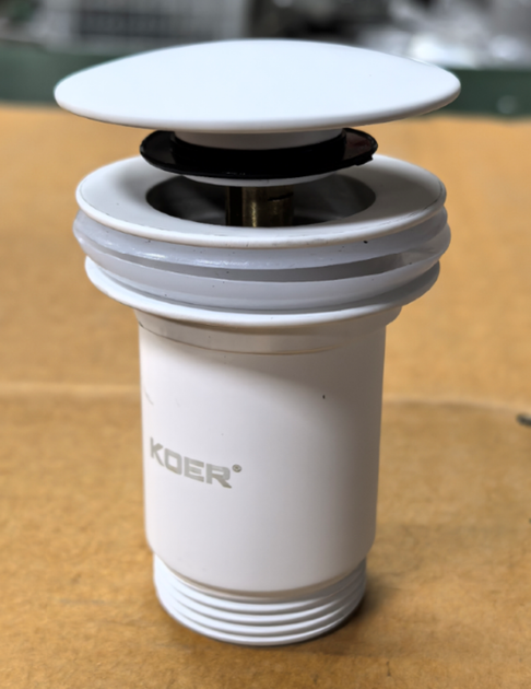 Донный клапан для раковины Koer PW-08-03 1 1/4'' без перелива автоматическийСLICK-СLACK (Цвет белый - Фото 5 Донный клапан для раковины Koer PW-08-03 1 1/4'' без перелива автоматическийСLICK-СLACK (Цвет белый - изображение 5