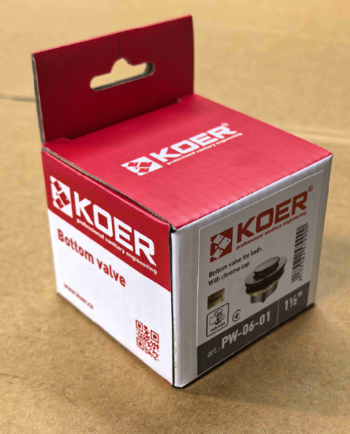Донний клапан для ванни Koer PW-06-01 1 1/2'' автоматичний СLICK-СLACK (Колір хром) (KR5799) ( 10645 ) - зображення 10