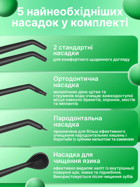 Портативний іригатор H2ofloss C102 Black (Чорний) — 300 мл, 5 режимів, USB Type-C - изображение 4