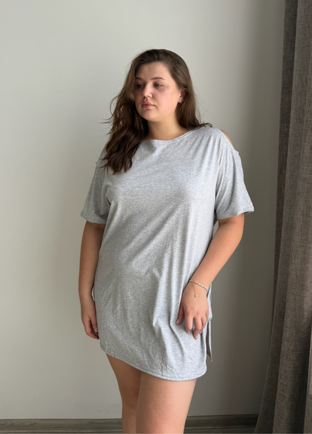 Хлопкова нічна VIDCHUY сорочка колекції «Солодкі сни» сіра One size 55889 - зображення 2