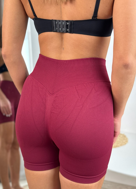 Гладкі короткі VIDCHUY велосипедки з Push-up S/M бордовий 5504 - изображение 4