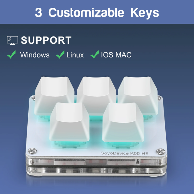 Кейпад макропад SayoDevice K05 HE White Gateron Jade Pro 8000Hz White - зображення 2