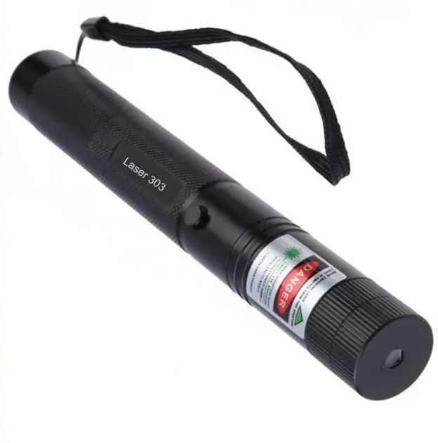 Потужна лазерна указка з насадками до 10 км зелена Laser pointer 303 на акумуляторі - зображення 6