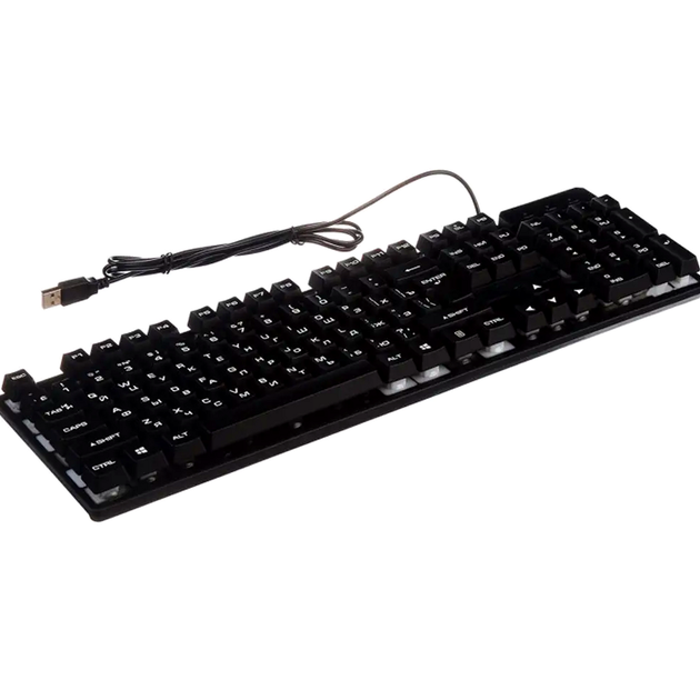 Ігрова клавіатура RGB підсвічування USB чорна KR 6300 для ПК 104 клавіші - зображення 2
