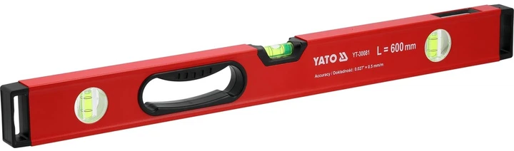 Poziomnica aluminiowa Yato YT-30081 z uchwytem 3 libelle 600 mm (5906083125317) - obraz 2