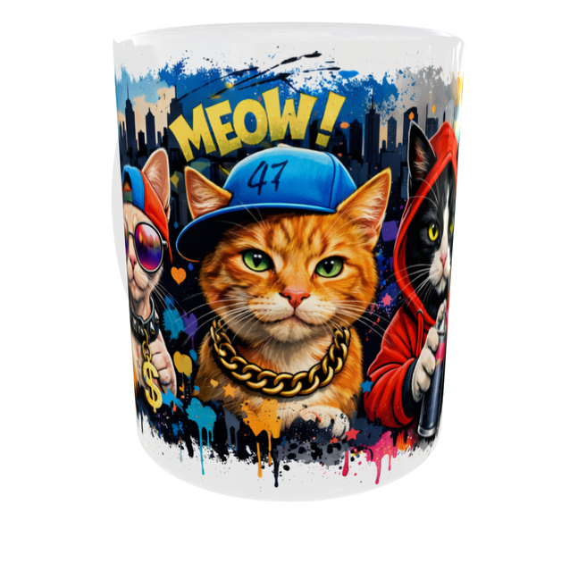 Кружка с котиками 330 мл Cat Art Urban 2026 | Модная кружка для парня и девушки | Подарок подростку, сыну, подруге 11 oz - изображение 2