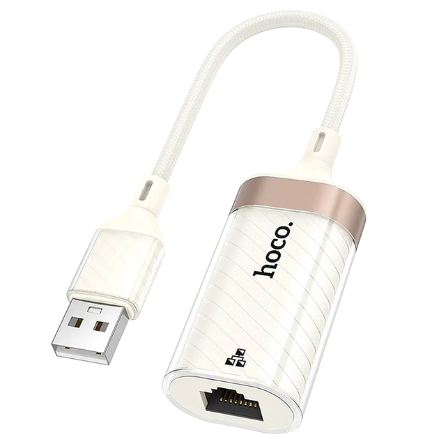 Сетевой адаптер USB to RJ45 100 Мбит/с Hoco UA41 цвет абрикосовый для подключения к Ethernet - Фото 3 Сетевой адаптер USB to RJ45 100 Мбит/с Hoco UA41 цвет абрикосовый для подключения к Ethernet - изображение 3
