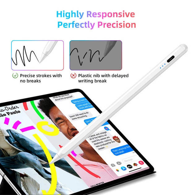 Стилус для iPad Pencil E A02 алюминиевый с функцией отклонения ладони для рисования и заметок - Фото 6 Стилус для iPad Pencil E A02 алюминиевый с функцией отклонения ладони для рисования и заметок - изображение 6