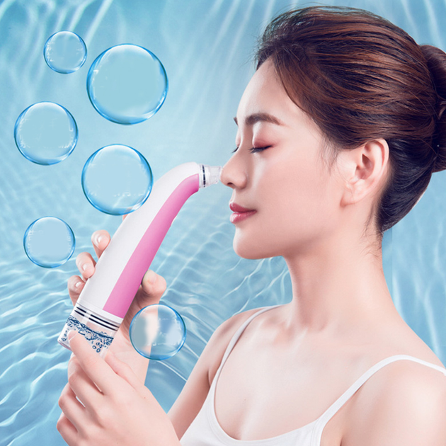 Вакуумный аппарат для лица Bubble Vacuum Blackhead Remover 4 насадки аккумуляторный Розовый для глубокой чистки пор и массажа кожи - изображение 2