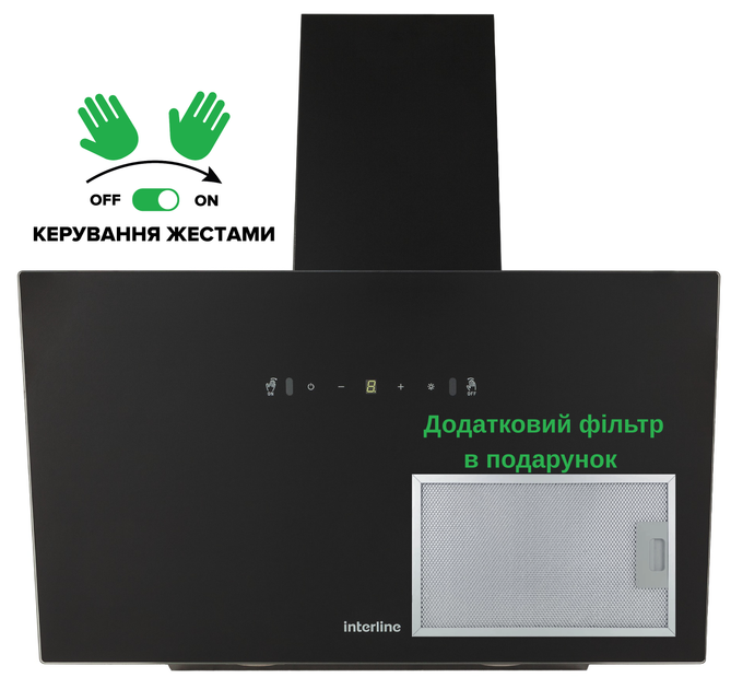 Вытяжка INTERLINE FLY S BL A/60/GL/T - Фото 2 Вытяжка INTERLINE FLY S BL A/60/GL/T - изображение 2