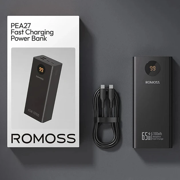 Повербанк ROMOSS PEA27S PRO, 27000mAh 65W Pro для швидкого заряджання смартфонів, ноутбуків і планшетів - зображення 3