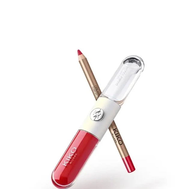 Набір для макіяжу Kiko Milano Snow-Kissed Holiday My Perfect Combo Lips Gift Set (03- Festive Fire) Рідка помада (107) 2х3 мл + Олівець для губ (13) 1,2 г (8059385043876) - зображення 2