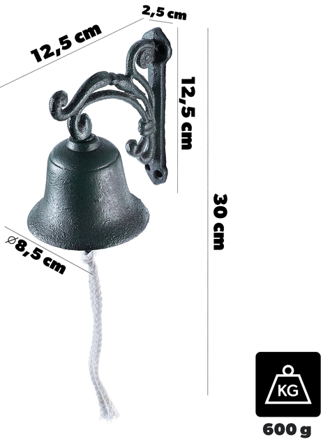 Декоративний чавунний дзвіночок Kadax Greux Зелений (5903699496534) - зображення 6