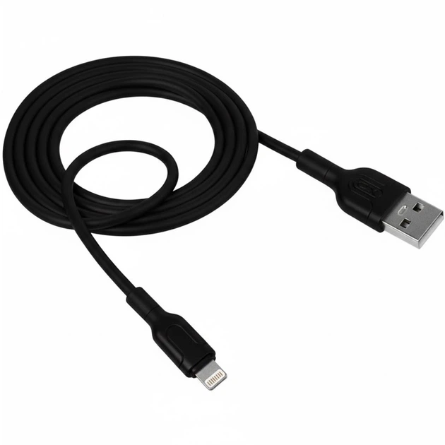 Кабель XO NB212 Lightning - USB 1м (2.1A) Apple Iphone для заряджання та передачі даних Black - Фото 2 Кабель XO NB212 Lightning - USB 1м (2.1A) Apple Iphone для заряджання та передачі даних Black - зображення 2