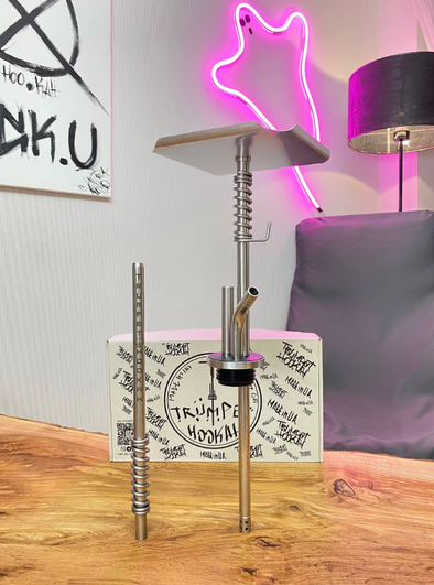 Шахта для кальяну Trumpet Hookah T-Combi дизайнерський Трампет Хука Т Комбі 49 см нержавіюча сталь та поліацеталь на ущільнювачі з дифузором - зображення 10