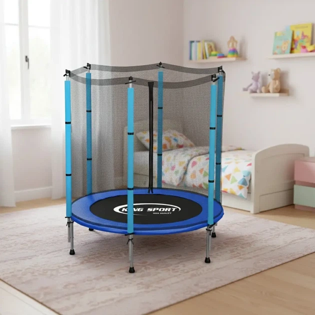 Батут King Sport 140 см c внешней сеткой (без лестницы), синий - Фото 5 Батут King Sport 140 см c внешней сеткой (без лестницы), синий - изображение 5