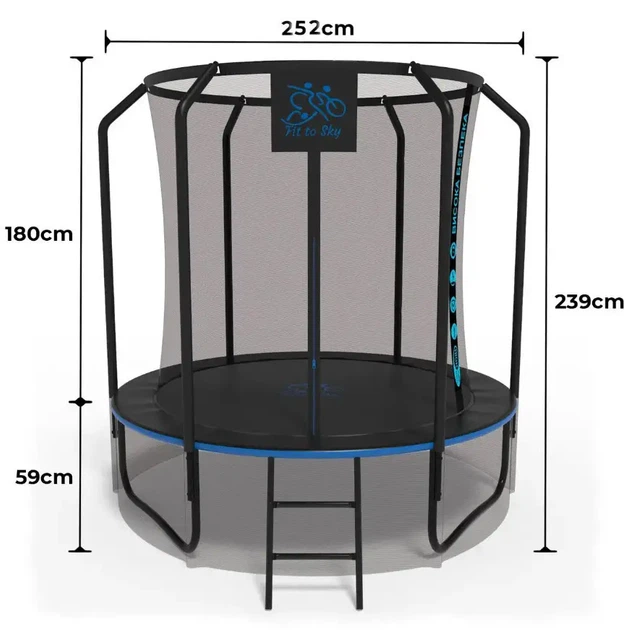 Батут FitToSky 252 см Black Premium внутренняя сетка и лестница - Фото 3 Батут FitToSky 252 см Black Premium внутренняя сетка и лестница - изображение 3