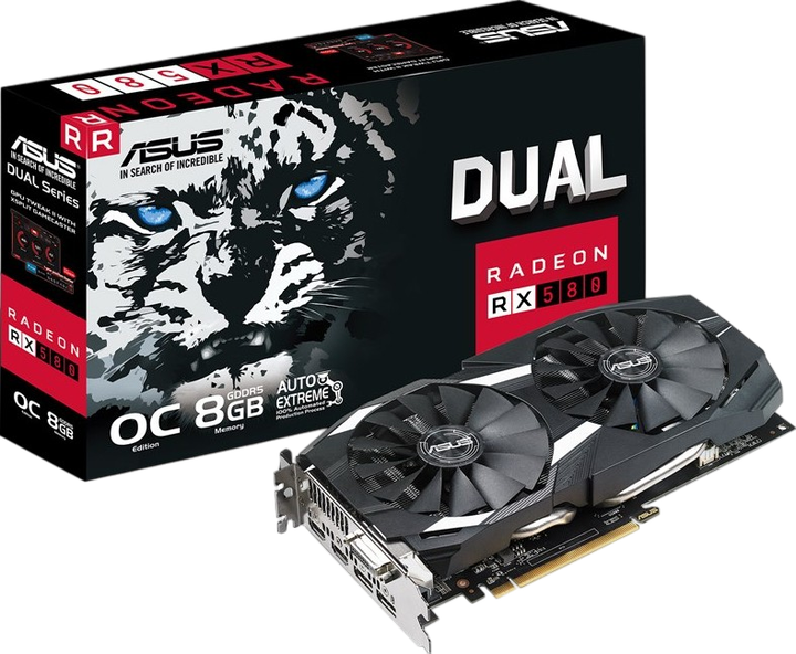 Видеокарта AMD Radeon RX 580 8GB Asus Dual OC (DUAL-RX580-O8G) Б/У - Фото 1 Видеокарта AMD Radeon RX 580 8GB Asus Dual OC (DUAL-RX580-O8G) Б/У - изображение 1