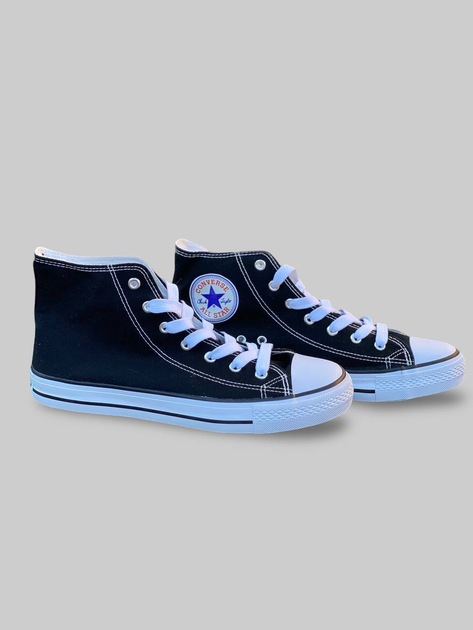 Кеды для девочек высокие с вышивкой Converse черные 38 - изображение 2