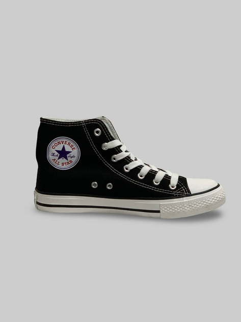 Кеды для девочек высокие с вышивкой Converse черные 40 - изображение 5