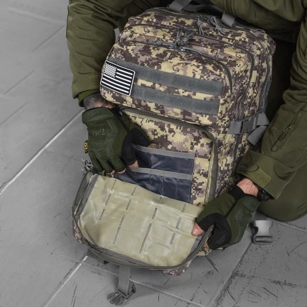 Рюкзак ZE002 тактический военный 50л пиксель - изображение 9