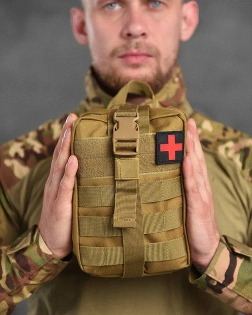 Подсумок аптечка молли на липучке MOLLE A87 койот - изображение 3