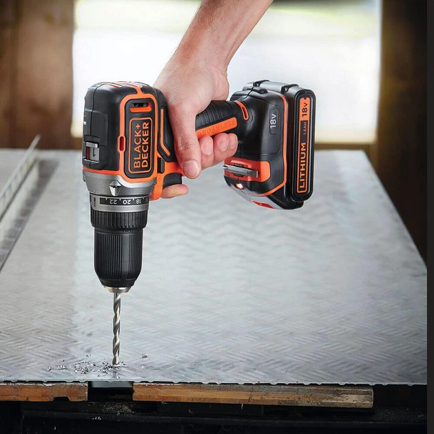 Дриль-шурупокрут акумуляторний BLACK+DECKER, безщітковий, безударний, 18 В, 52 Нм, 0-1650 об/хв, двигун "Series 700", патрон 1-13 - Фото 5 Дриль-шурупокрут акумуляторний BLACK+DECKER, безщітковий, безударний, 18 В, 52 Нм, 0-1650 об/хв, двигун "Series 700", патрон 1-13 - изображение 5