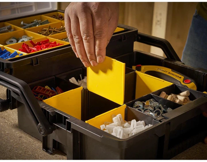 Органайзер STANLEY "Sort Master", дворівневий, 420х315х400 мм, пластмасовий з перегородками. (STST1-75540) - Фото 4 Органайзер STANLEY "Sort Master", дворівневий, 420х315х400 мм, пластмасовий з перегородками. (STST1-75540) - зображення 4