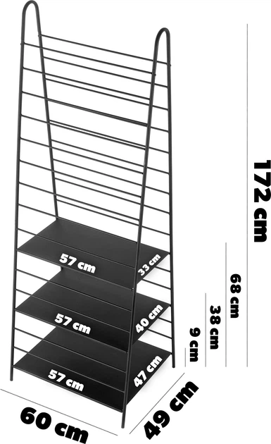 Drabinka ogrodowa na kwiaty Kadax Ruste 60 x 172 cm Czarna K8921 (5903699482711) - obraz 4