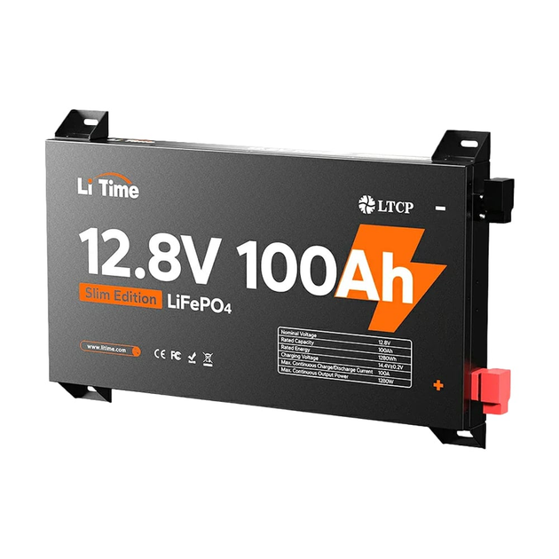 Аккумулятор Li Time LiFePO4 12.8V 100Ah Slim Edition (12V100-100-SLIM-LTCP-4-SE100) - Фото 7 Аккумулятор Li Time LiFePO4 12.8V 100Ah Slim Edition (12V100-100-SLIM-LTCP-4-SE100) - изображение 7